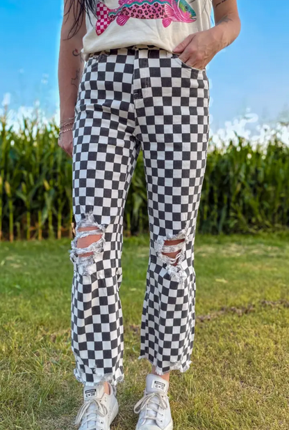 Women's Checkered Jeans