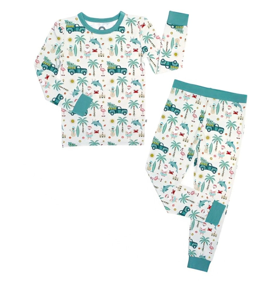 Coastal Christmas Bamboo Two Piece Kid's Pajama Set