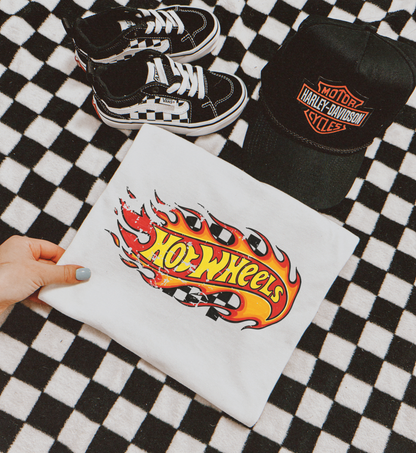 Checkered Flame Wheels Kid's Graphic T-shirt