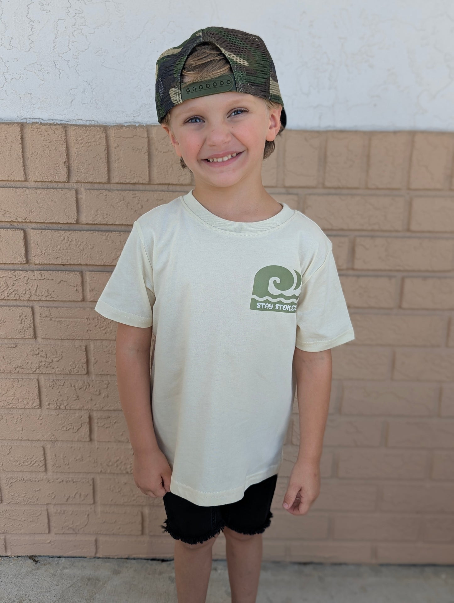 Catch Waves, Stay Stoked Kids Surf T-shirt