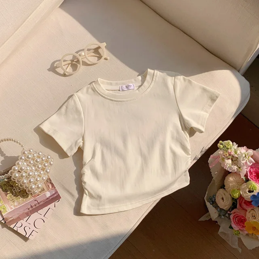 Off White Scrunch Top - Girls