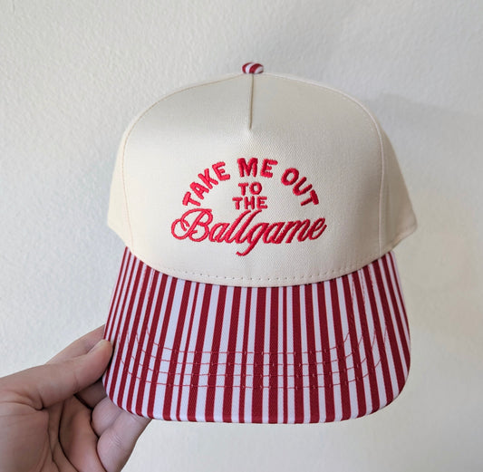 Take Me Out To The Ballgame-Baseball Striped Hat
