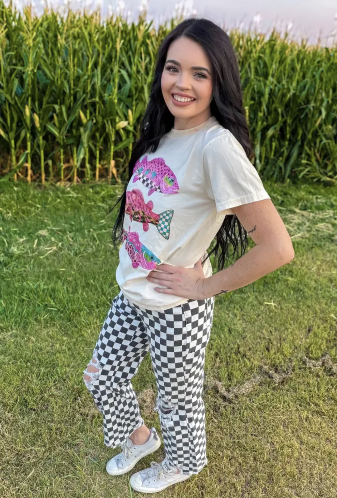 Women's Checkered Jeans