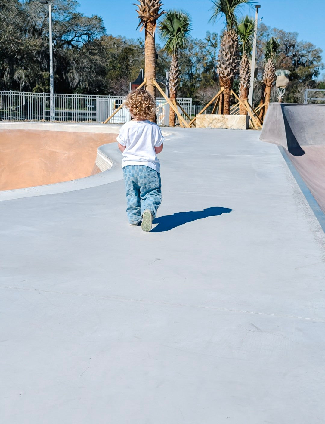 Checkered Baggy Blue Jeans - Kids