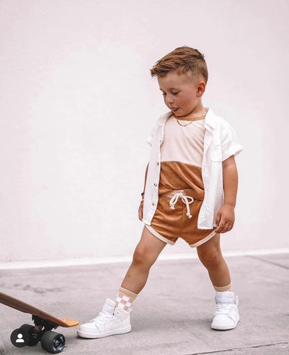 Summer Terry Cloth Two Piece Shorts Set - Kids