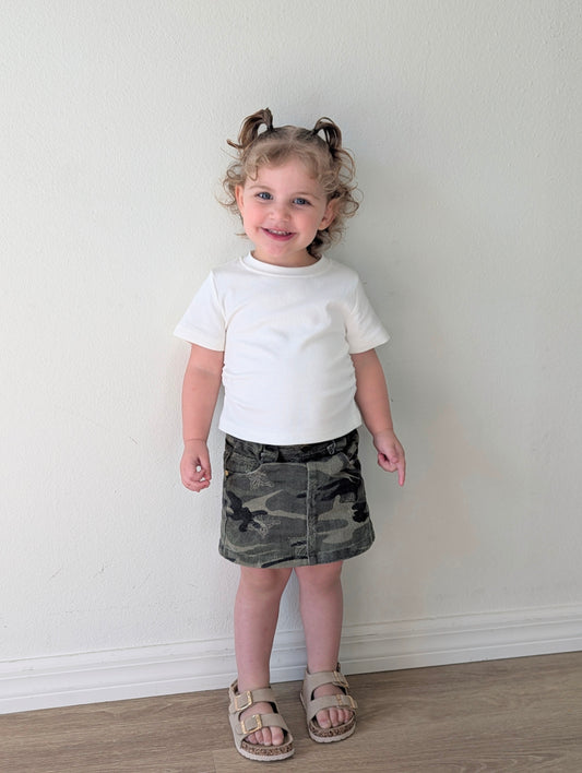 Off White Scrunch Top - Girls