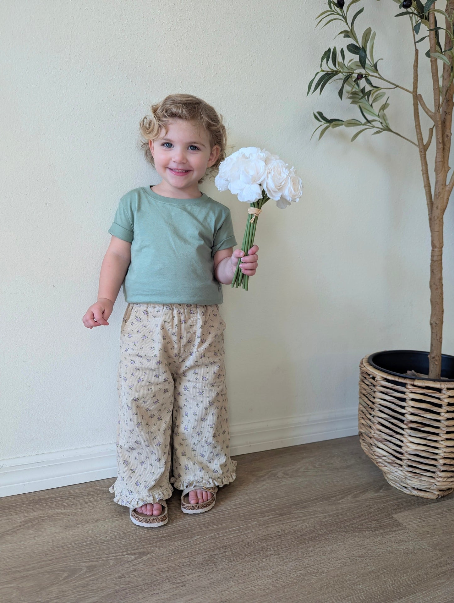 Dainty Florals Corduroy Ruffle Bottoms - Girls