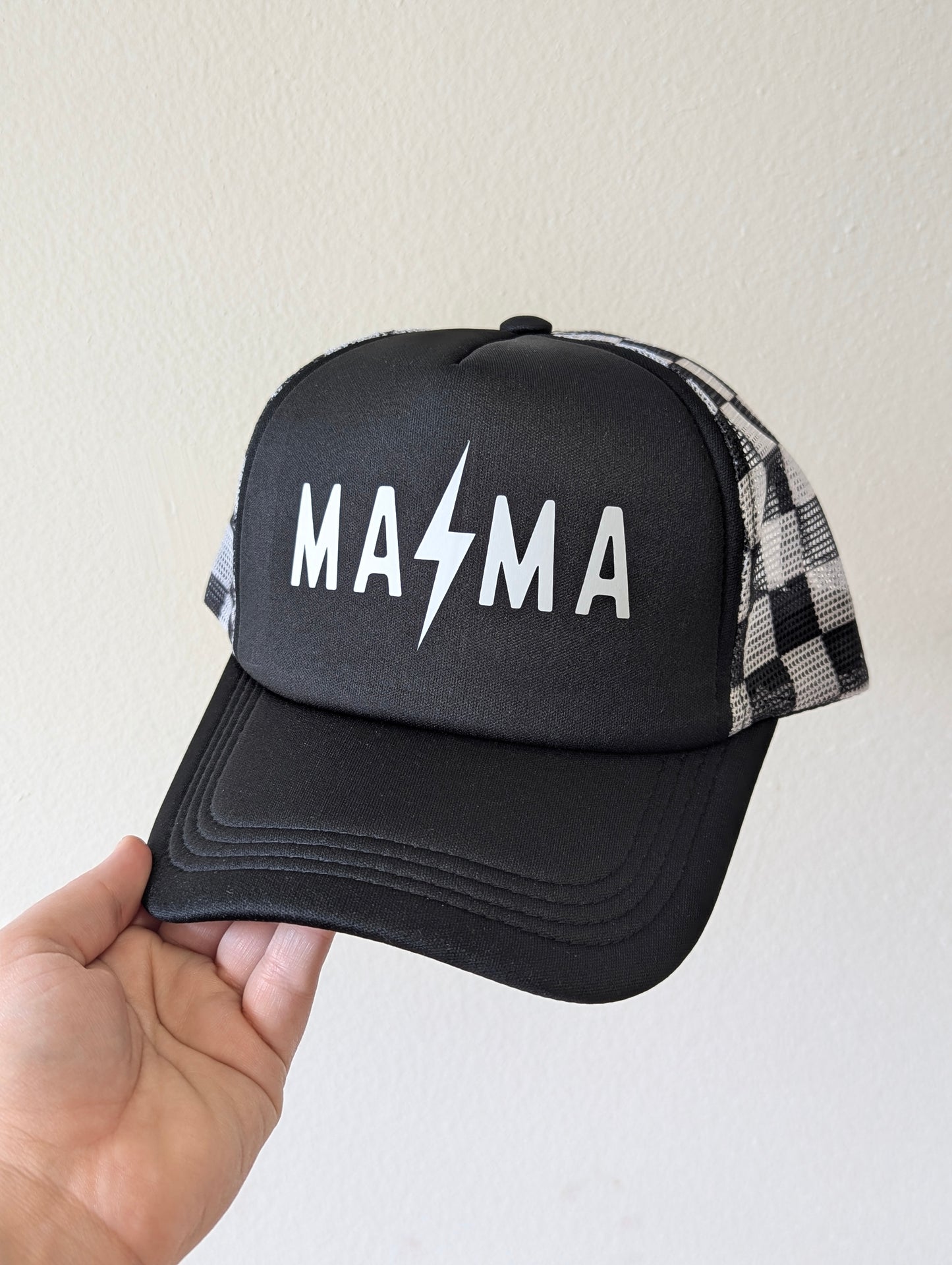 Mama Checkered Foam Trucker Hat