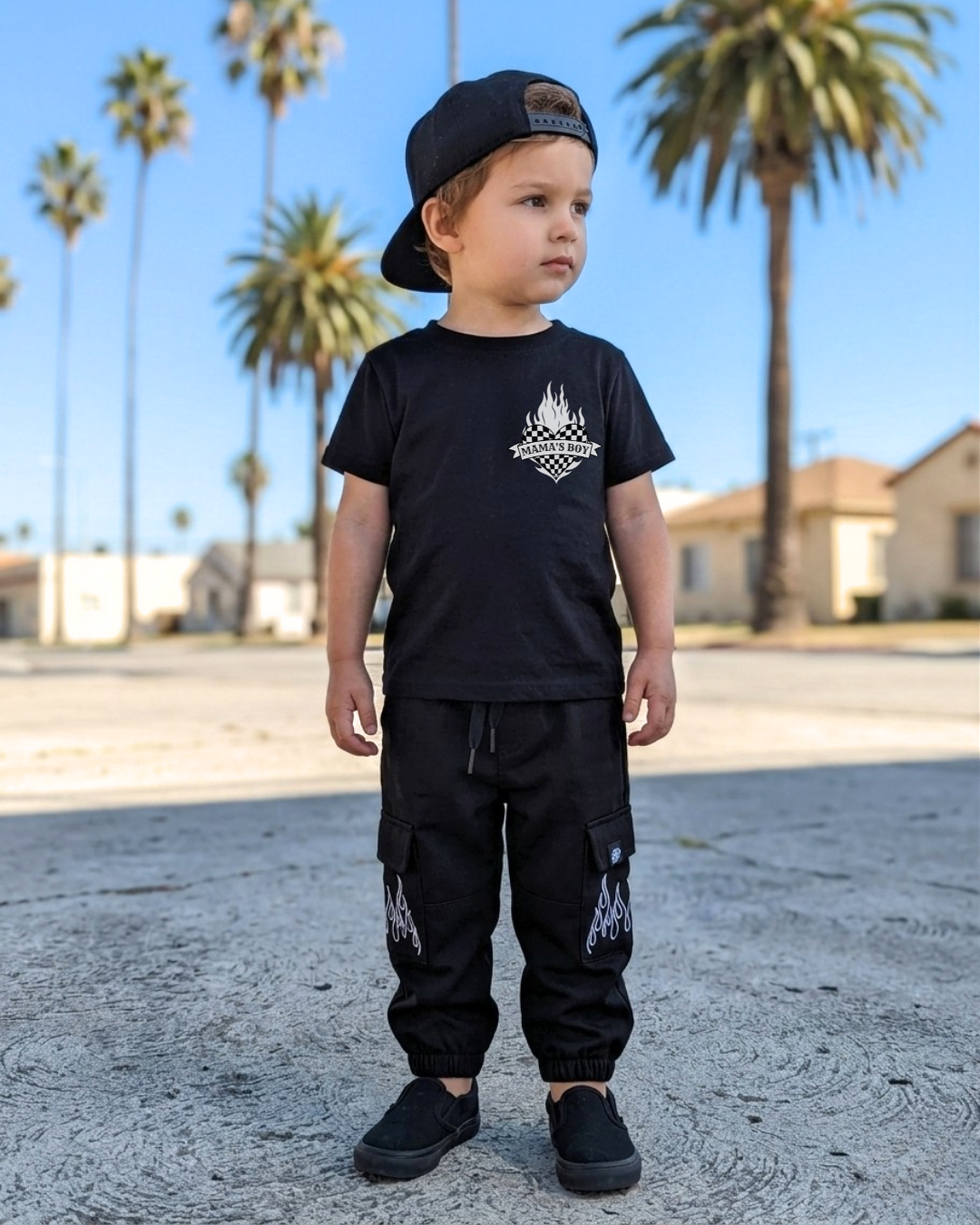 Mama's Boy Flame Heart Graphic T-Shirt