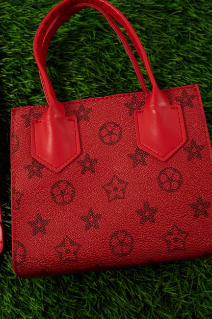 Red Star Printed Girls Mini Tote Bag