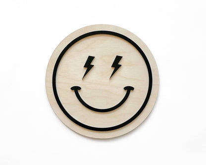 Smiley Face Sign, Kids Nursery Room Decor, Baby Wall Sign: Black