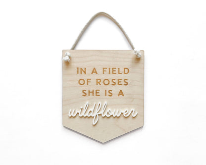Wildflower Sign, Kids Nursery Room Decor, Baby Wall Sign