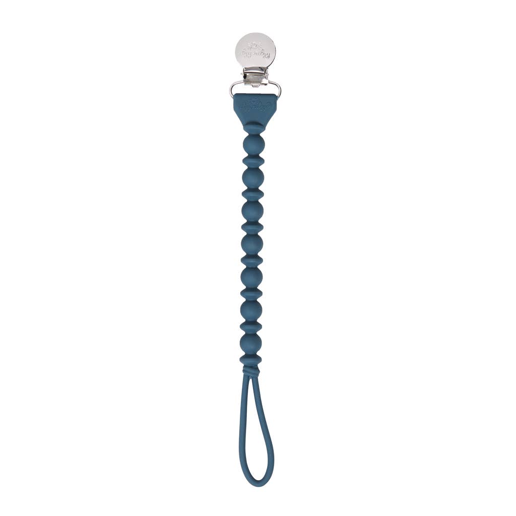 Navy Sweetie Strap Silicone One-Piece Pacifier Clip