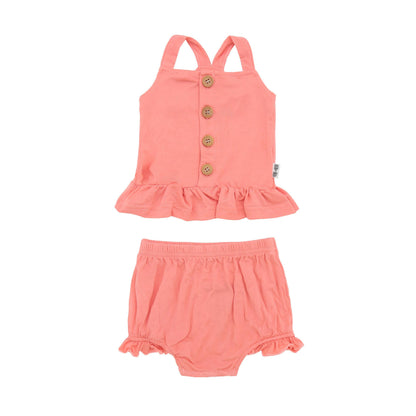 Coral Bamboo Peplum Set