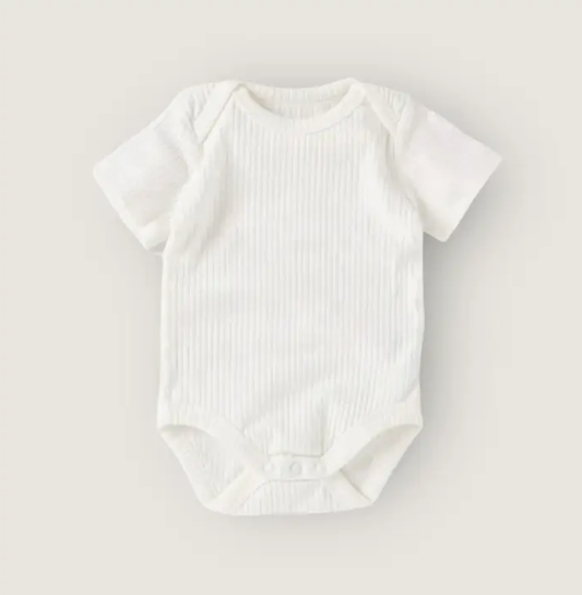 White Ribbed Organic Onesie