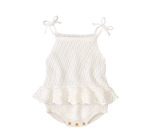 Knitted Summer Romper White