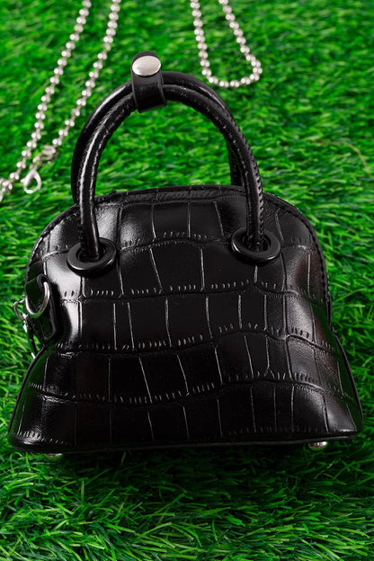 Black Textured Girls Mini Purse