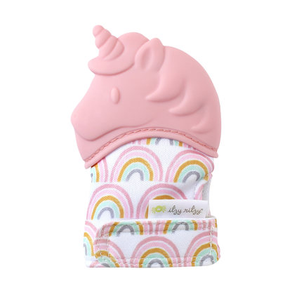 Light Pink Unicorn Itzy Silicone Teething Mitt